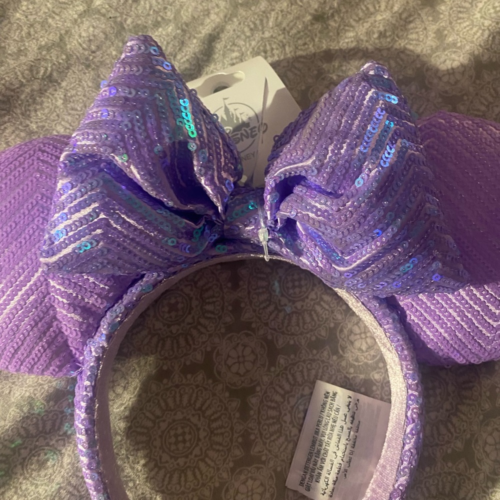 - Minnie Mouse Sequin Ear Headband for Adults – Lavender - Picture 2 of 3